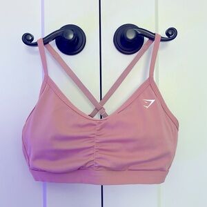 GYMSHARK pink Ruched Sports Bra - size Medium